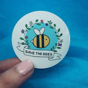 Save the Bees - Bee Stickers, Vegan Stickers, Notebook Stickers, Laptop Stickers, Bees, Vegan Accessories, Vegan Sticker