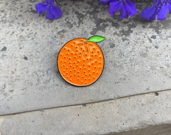 Orange Enamel Pin, Fruit Enamel Pins, Lapel Pin, Brooch, Badge, Food Pins, Birthday Gift, Vegan Pins, Soft Enamel Pin, Fruit Pins