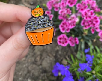 Broche de esmalte para doces de Halloween - Broche de Halloween, Broche de esmalte para comida, Doces ou travessuras, Broche de esmalte macio, Broche de abóbora
