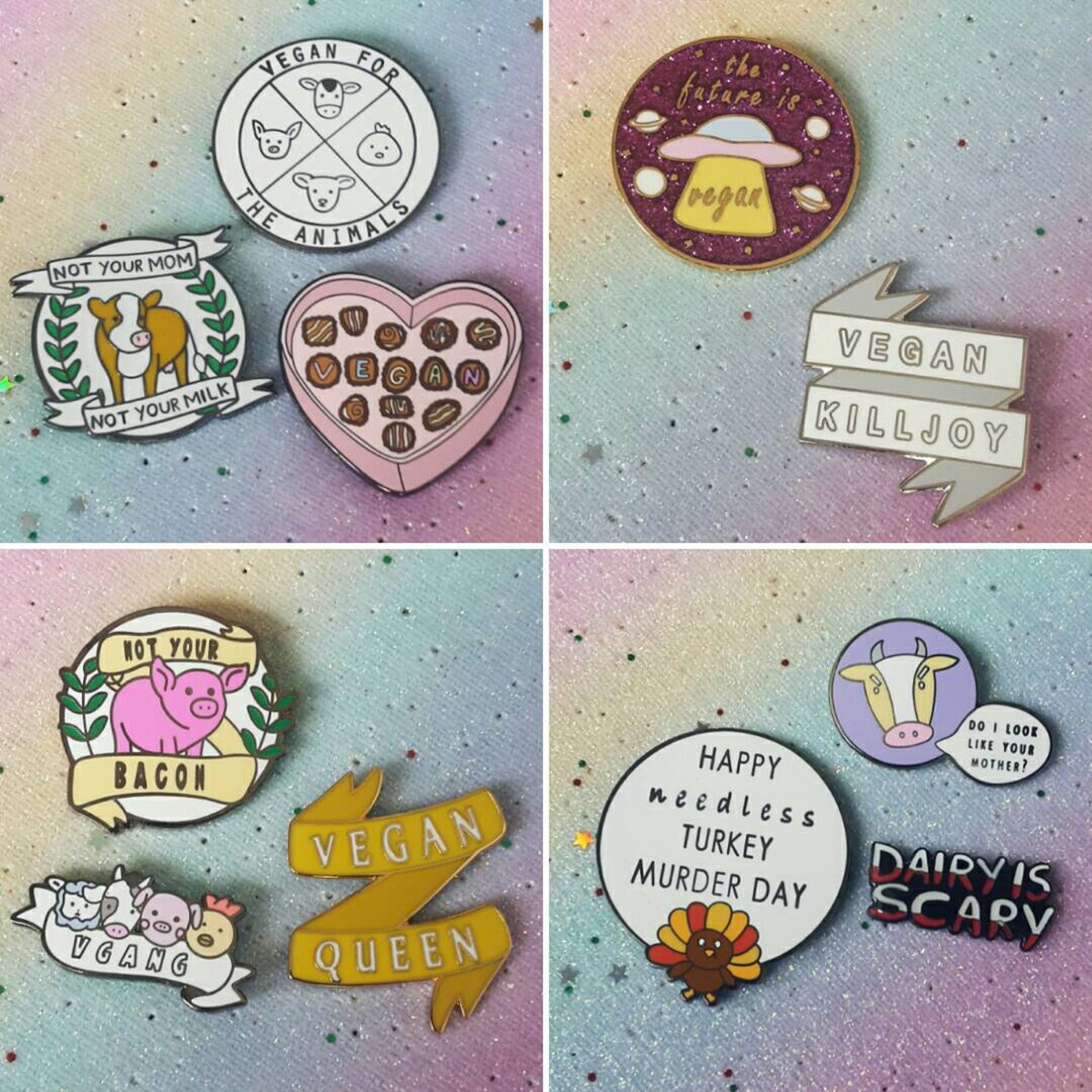 Vegan Mystery Seconds Enamel Pins Vegan Pin Vegan Enamel Etsy