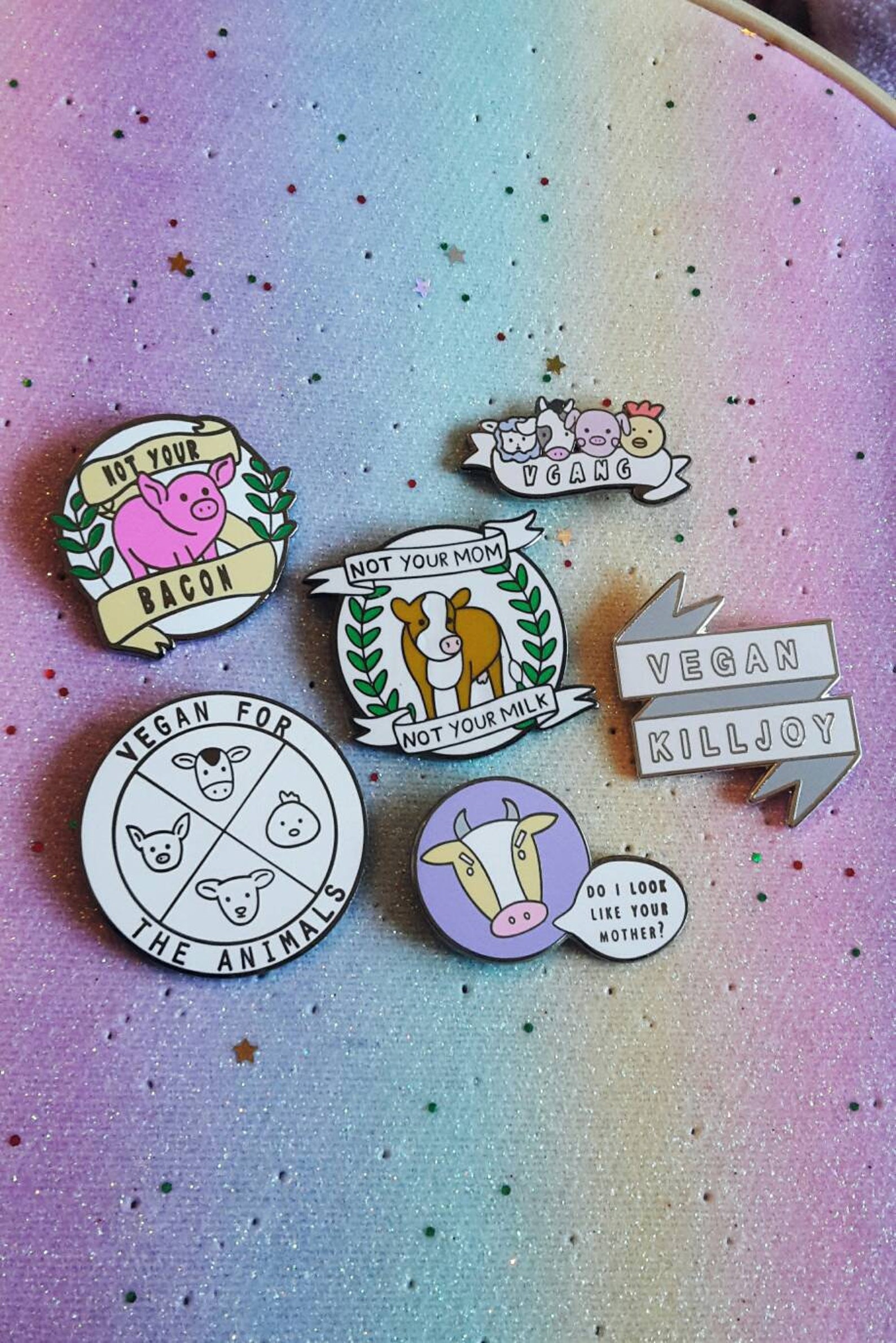 Vegan Mystery Seconds Enamel Pins Vegan Pin Vegan Enamel Etsy