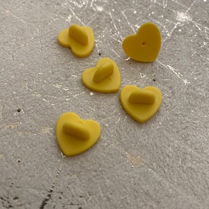 1 Yellow Heart Rubber Back - Pin Backs, Rubber Backs, Rubber Pin Back, Enamel Pin Back, Enamel Pin, Lapel Pin, Brooch Pin, Enamel Pins
