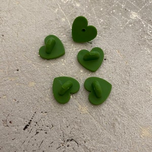 1 Green Heart Rubber Back - Pin Backs, Rubber Backs, Rubber Pin Back, Enamel Pin Back, Enamel Pin, Lapel Pin, Brooch Pin, Enamel Pins