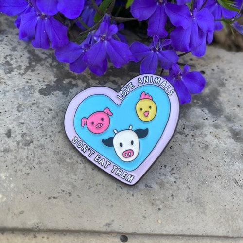 Love Animals Vegan Pin Vegan Enamel Pin Vegan Gift Etsy