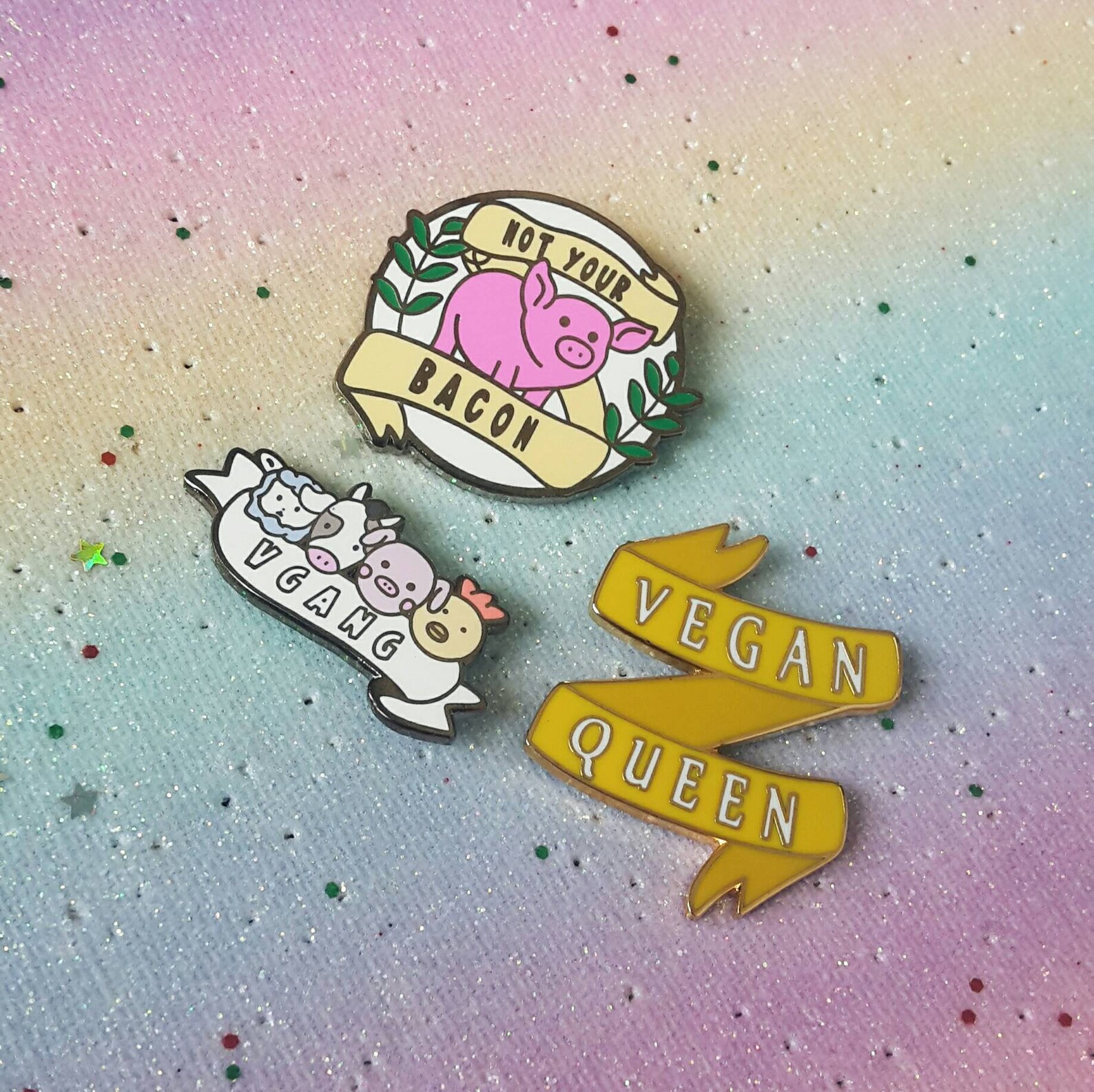 Vegan Mystery Seconds Enamel Pins Vegan Pin Vegan Enamel Etsy