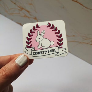 Cruelty Free Rabbit Sticker - Waterproof Sticker, Glossy Vinyl Sticker