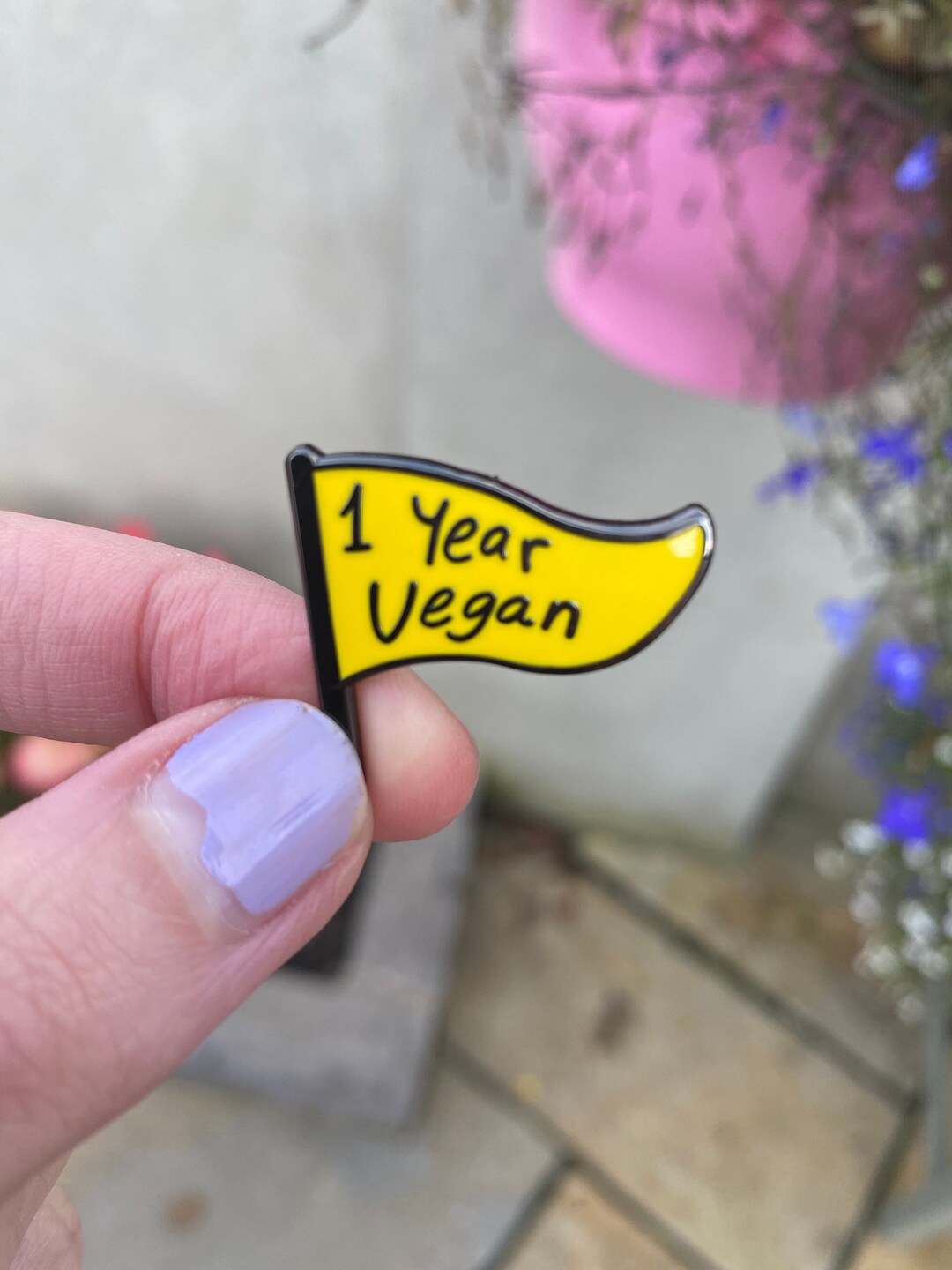 1 Year Vegan Enamel Pin Plant Pin, Plant Based Pin, Vegan Enamel Pin