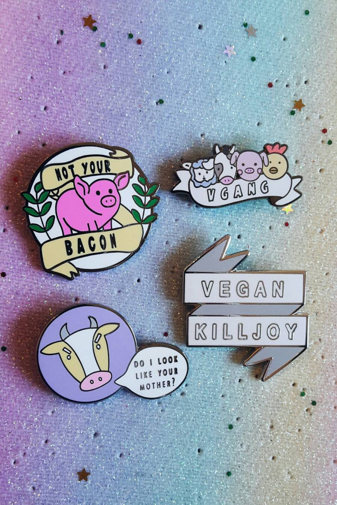 Vegan Mystery Seconds Enamel Pins Vegan Pin Vegan Enamel Etsy