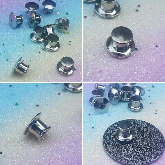 1 Silver Locking Pin Back Locking Backs Secure Pin Back Etsy