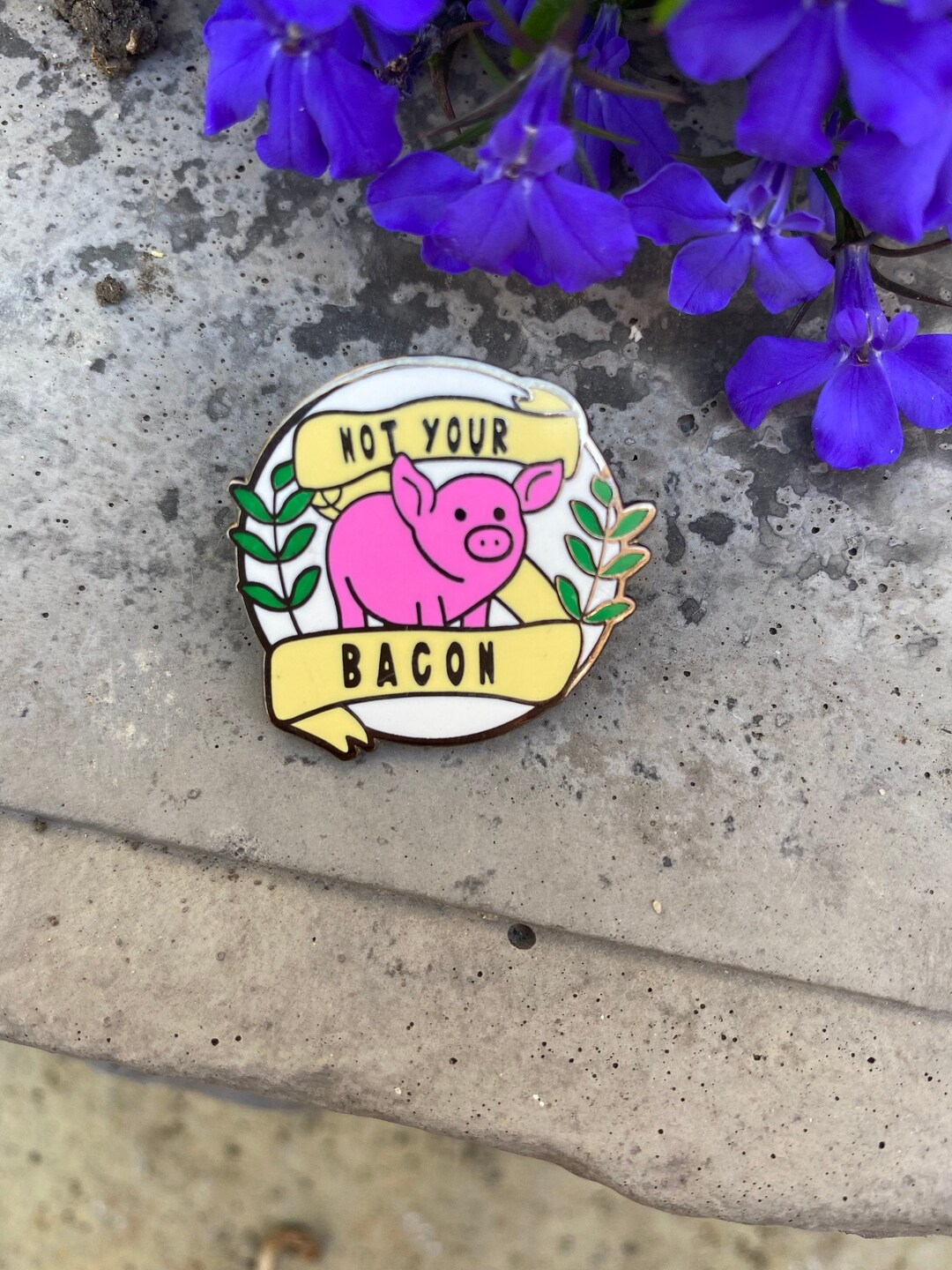 Not Your Bacon Vegan Pin Vegan Enamel Pin Vegan Gift Etsy