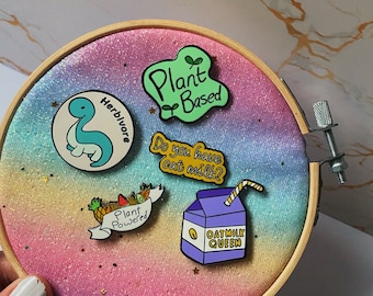 Vegan Enamel Pin Set - 5 Enamel Pins