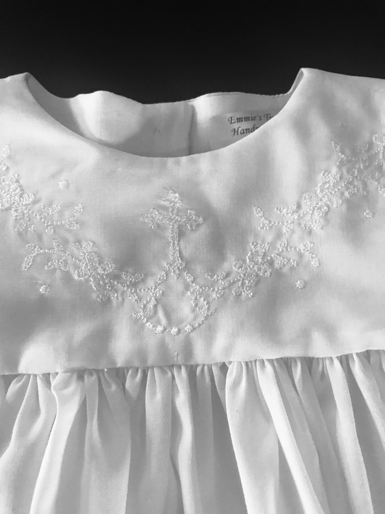 Infant Christening Gown with heirloom machine embroidery Made to Order