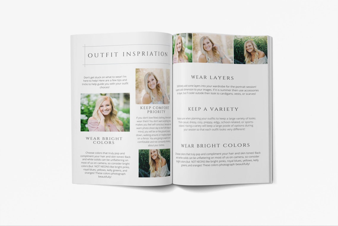 Senior Portrait Bundle, Senior Portrait Guide, What to Wear Guide, Senior Session Prep Guide ...