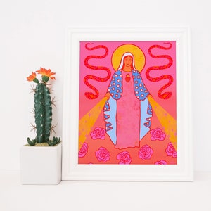 Virgin Mary Madonna Print / Original Art Print / Virgin Mary Poster / Gallery Wall Art /Our Lady of Guadalupe Artwork / Virgin Mary Artwork