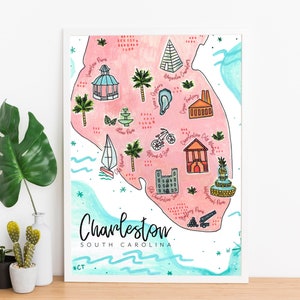 CHARLESTON MAP Druck / Charleston Druck / Charleston Kunst / Digital Download / Original Kunstwerk