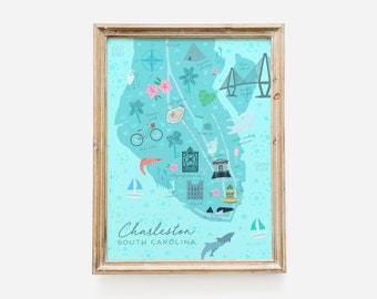 CHARLESTON MAP PRINT / Charleston Print / Charleston Art / Digital Download /