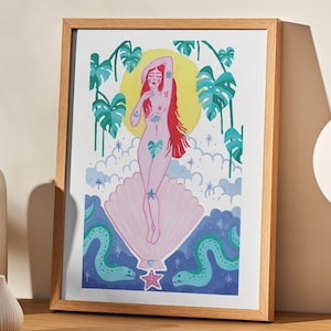 Aphrodite Altar Artwork / Original Art  / Goddess Poster / Gallery Wall Art / Mermaid Artwork / Greek Goddess Print/ Aphrodite Artwork