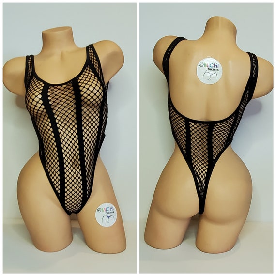 Black Medium Hole Fishnet With Vertical Black Stripes With Black Trim VERY  SHEER 1 Piece Bodysuit Size SMALL -  Canada