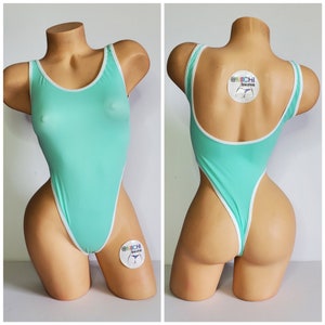 Mint Green with Your Choice Trim Color and Custom Logo Option 1 Piece Bodysuit Size SMALL
