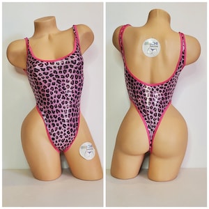Hot Pink Leopard Print with Hot Pink Trim 1 Piece Bodysuit Size SMALL