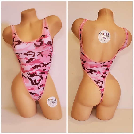 Pink Camouflage With Baby Pink Trim 1 Piece Bodysuit Size SMALL