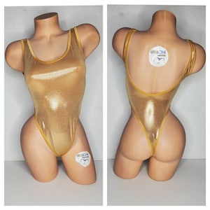 Light Gold with Gold Trim 1 Piece Bodysuit Size SMALL