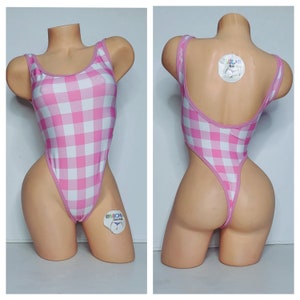 Dusty Pink & White Big Checker Print with Dusty Pink Trim 1 Piece Bodysuit Size SMALL