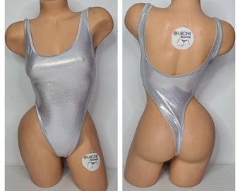 Light Silver with Silver Trim 1 Piece Bodysuit Size SMALL