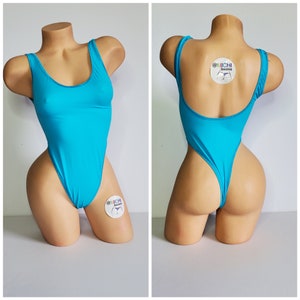 Bright Blue with Your Choice Trim Color Custom Logo Option 1 Piece Bodysuit Size SMALL