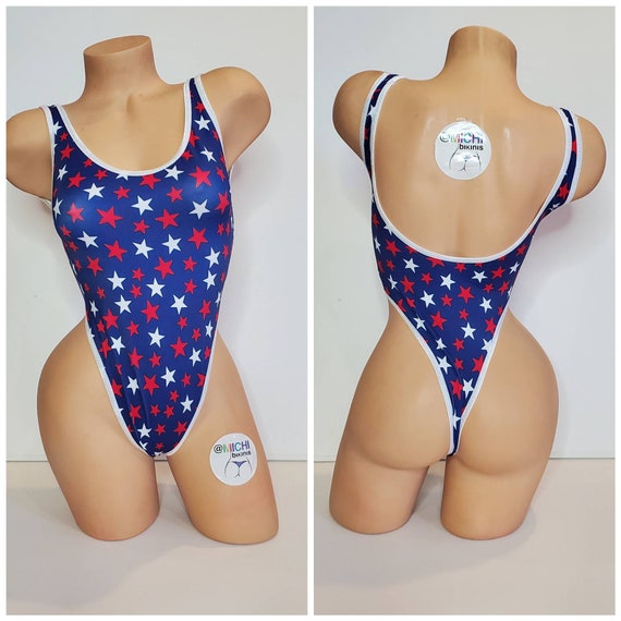Navy With Red and White Stars With White Trim 1 Piece Bodysuit