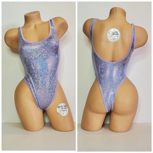 Shattered Holographic Periwinkle with Periwinkle Trim 1 Piece Bodysuit Size SMALL