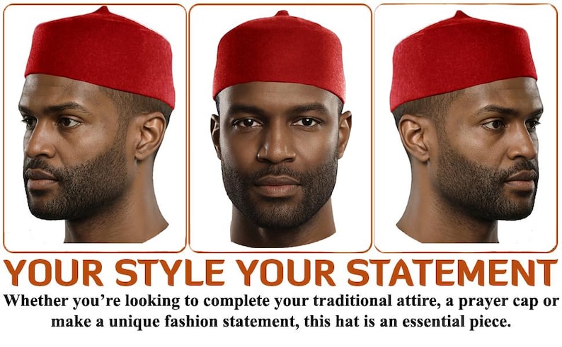 Red Wool Fez Hat for Men – Soft Felt Igbo Cap | Traditional African Hat ...