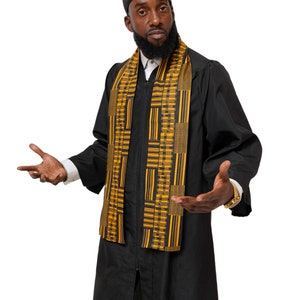 Gold Kente African Print Graduation Stole / Sash