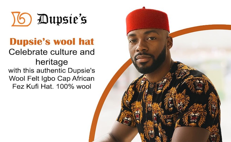 Red Wool Fez Hat for Men – Soft Felt Igbo Cap | Traditional African Hat ...