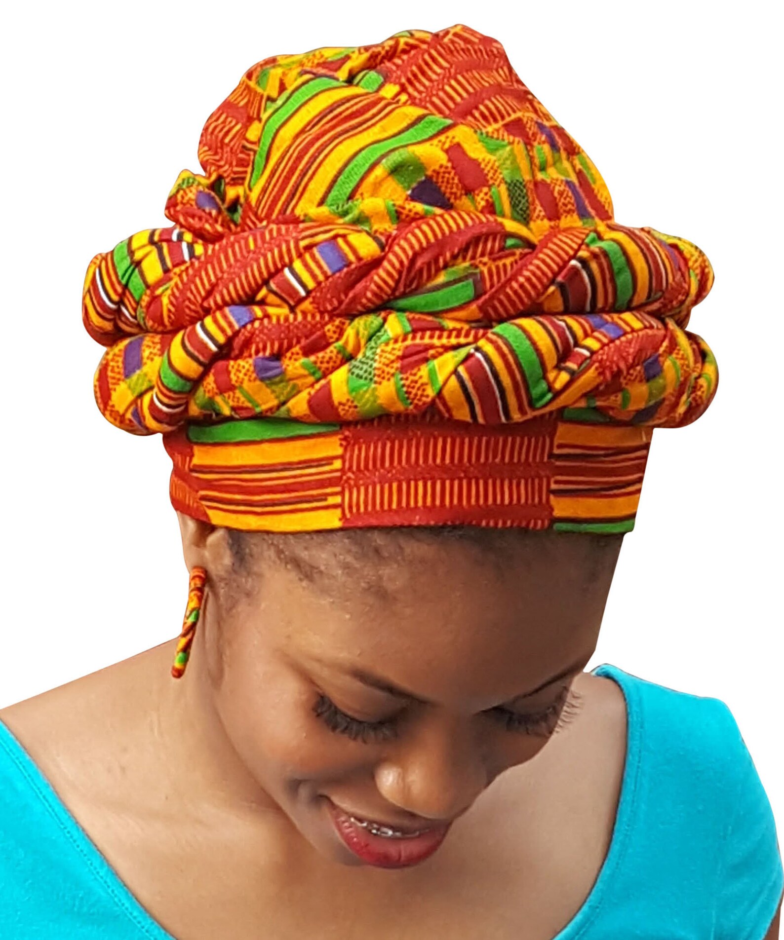 Kente African Print Ankara Modu Hat Pre-tied Head Wrap - Etsy