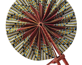 Abanico de mano plegable con estampado kente africano ANAN de Dupsie, hecho a mano