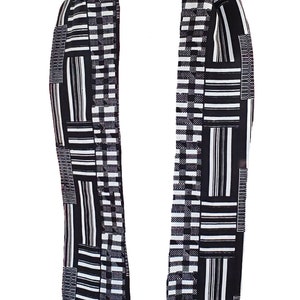 Black and white Kente African Print Stole/Sash