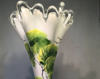 Hand painted glass vase