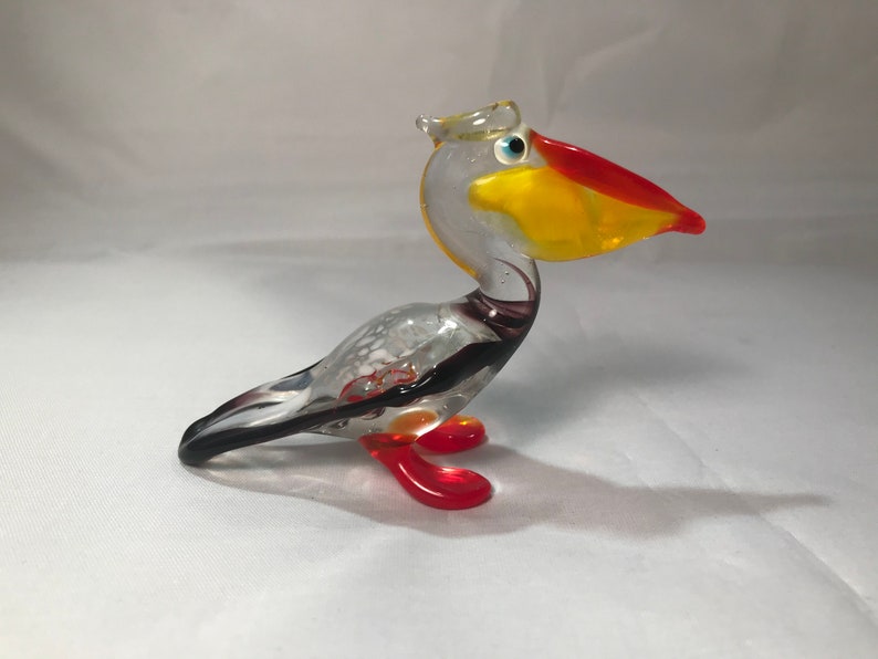 Glass Pelican Figurine Color Glass Etsy