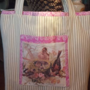 Bolso BabyBirdsNest, pañuelo rosa/bolso de lona 100 % algodón a rayas, bolso, pañuelo rosa, bolso de pañales divertido, bolso de oficina elegante, pájaros vintage