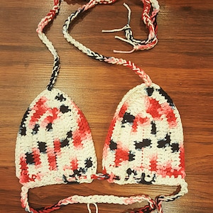 Rot weiß und blau Bikini, häkeln Bikini, häkeln Festival Top, 4. Juli Bikini, handgefertigt mit Liebe