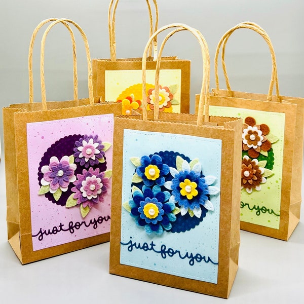 Bold floral paper gift bags for her - Birthday paper gift bags - Paper gift bags for you - Decorated paper gift bags - Birthday favor bags