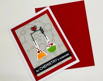 Funny Valentines card, Valentines card for scientist, Science themed Valentines card, Chemistry between couples card, Funny love card