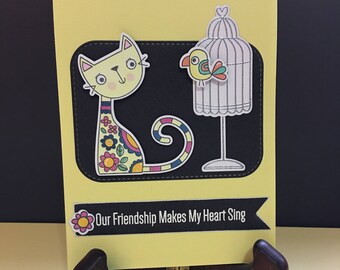 Friendship card for cat lovers - Funny animal card - Greeting card for cat lover - Handmade cat lover card - Funny pets card -