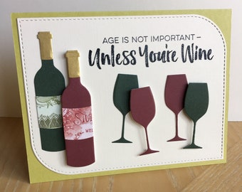 Wine lover card - Wine birthday card - Funny birthday and wine card