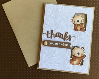 You are the best card - Card with otters - Grateful card