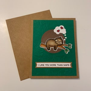 Funny card with sloth, Sloth love card, Valentines sloth card, Sloth lover anniversary card, Handmade card with a sloth, Cute love card