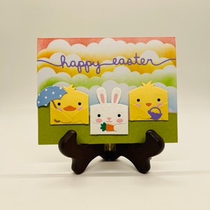 Joyeuses vœux de Pâques - Carte de Pâques faite à la main - Carte de lapin de Pâques - Carte de poulet de Pâques - Carte de Pâques mignonne