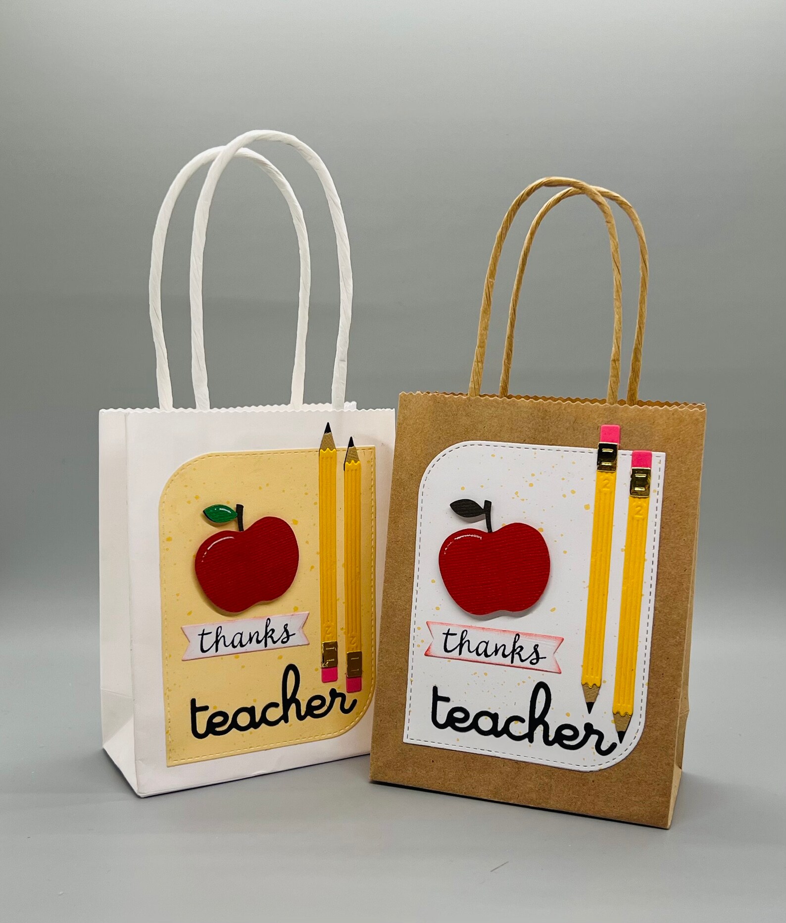 Handmade Teacher Appreciation Gift Bag: Apple & Pencil Design - Etsy