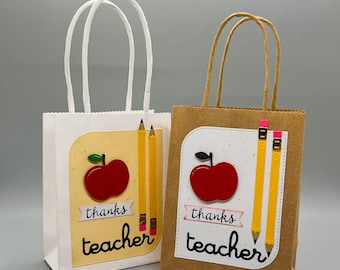 Teacher appreciation gift bag, Handmade gift bag for teachers, School party bags, Thank you teacher gift bag, Gift bag for teacher